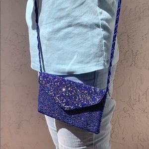 Beaded blue evening bag
